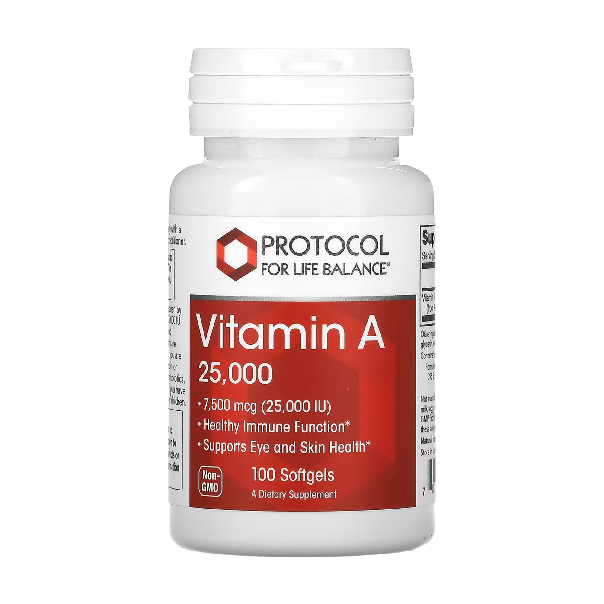 Вітамін А Protocol For Life Balance Vitamin A, 7500 мкг, 100 гелевих капсул