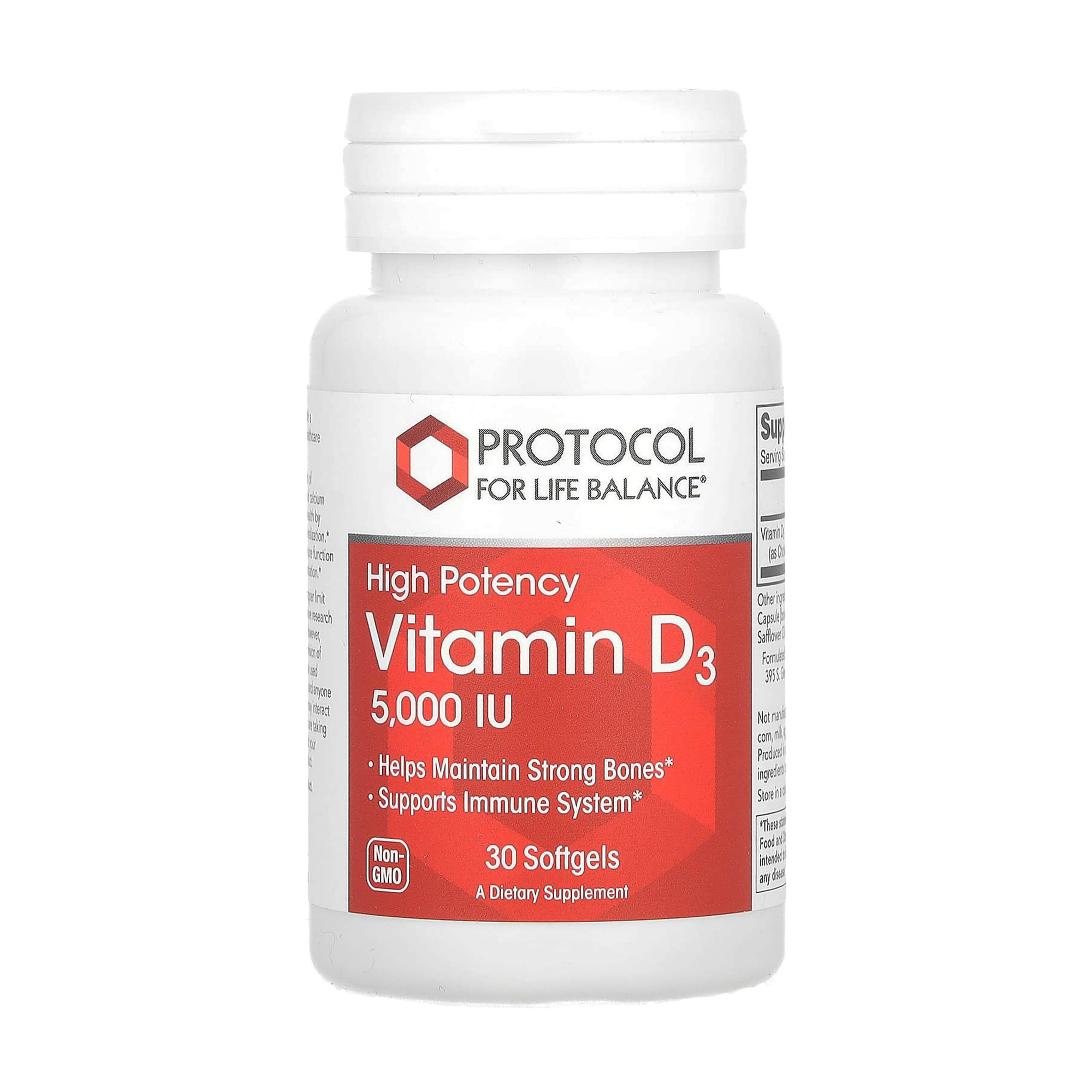 Вітамін D3 Protocol For Life Balance Vitamin D3 високої ефективності, 5000 МО, 30 гелевих капсул