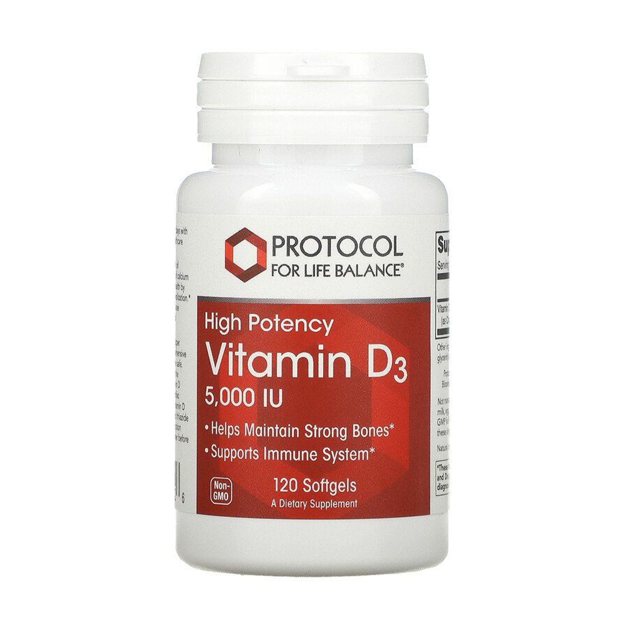 Вітамін D3 Protocol For Life Balance Vitamin D3 високої ефективності, 5000 МО, 120 гелевих капсул