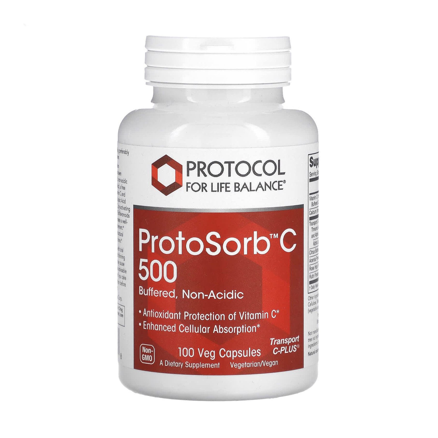 Вітамін С Protocol For Life Balance ProtoSorbC 500 буферизований, некислотний, 100 вегетаріанських капсул